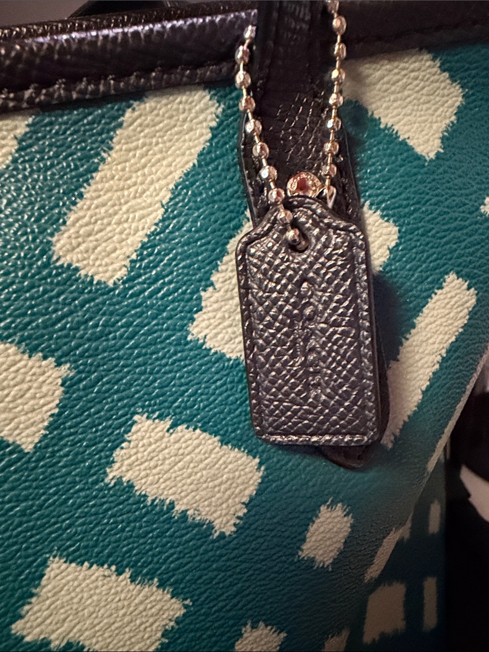 NWOT Coach Geometric Mini Tote Bag Zip-Top in Teal/White Wild Plaid - Picture 7 of 14